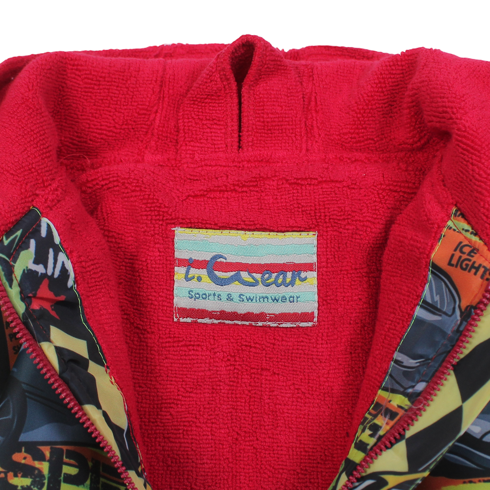 Boys Waterproof Swim Robe – Multicolor with Speed Cars Print