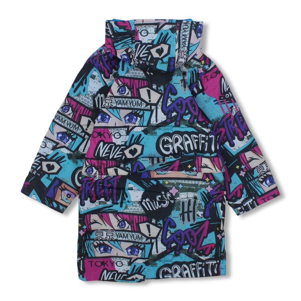 Unisex Waterproof Swim Robe – Multicolor with Graffiti Print