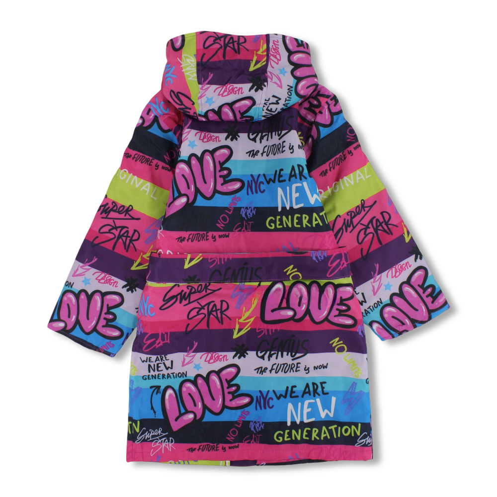 Girls Waterproof Swim Robe – Multicolor with Graffiti Print