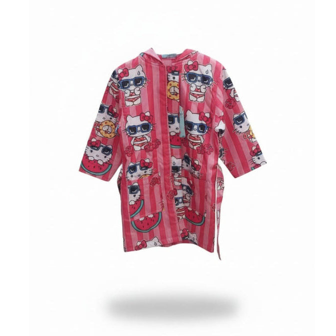 Girls Waterproof Swim Robe – Pink with Hello Kitty Print