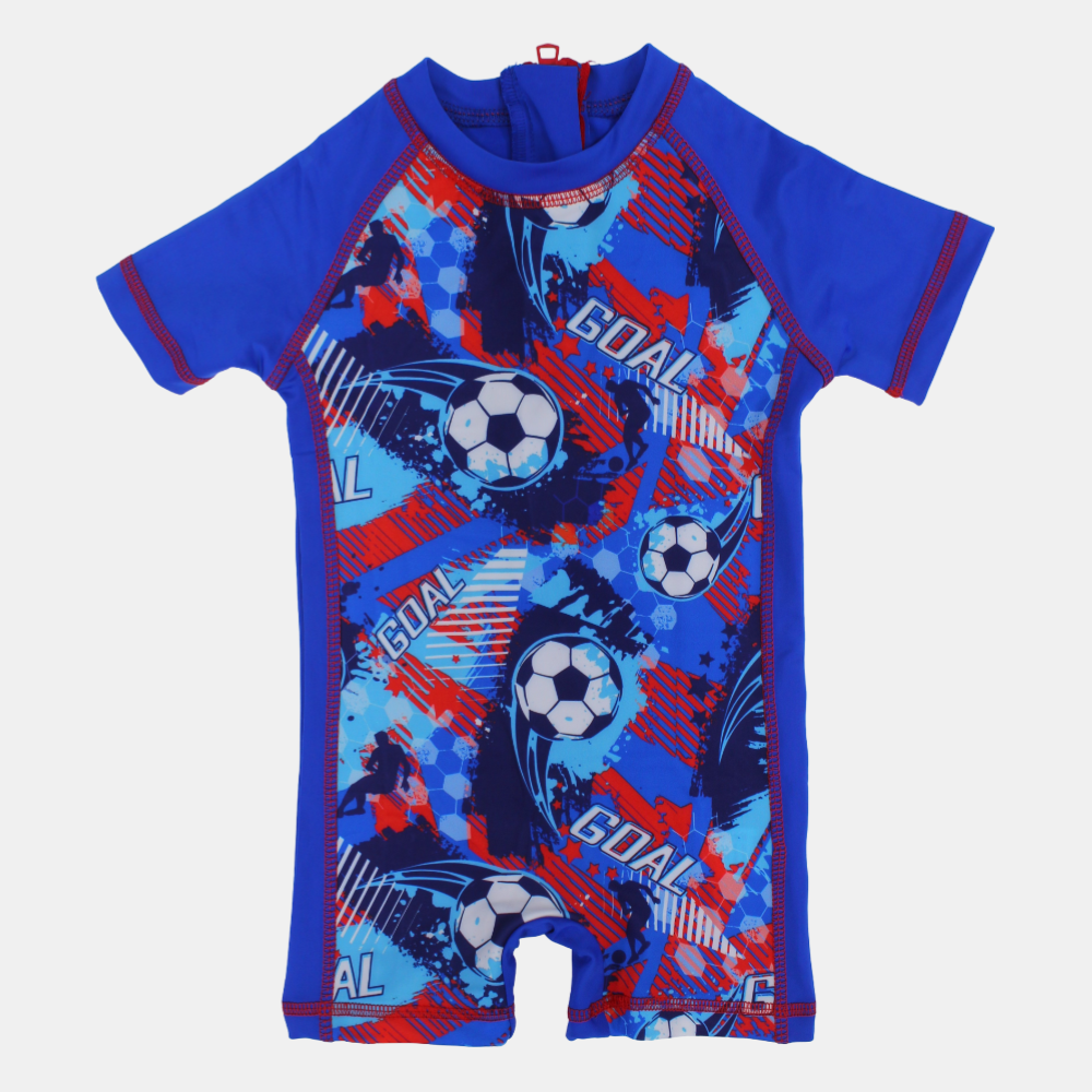 Boys Swimsuit Overall – Goal Print