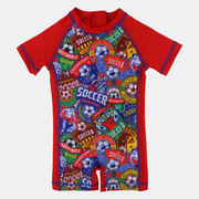 Boys Swimsuit Overall – Soccer Theme