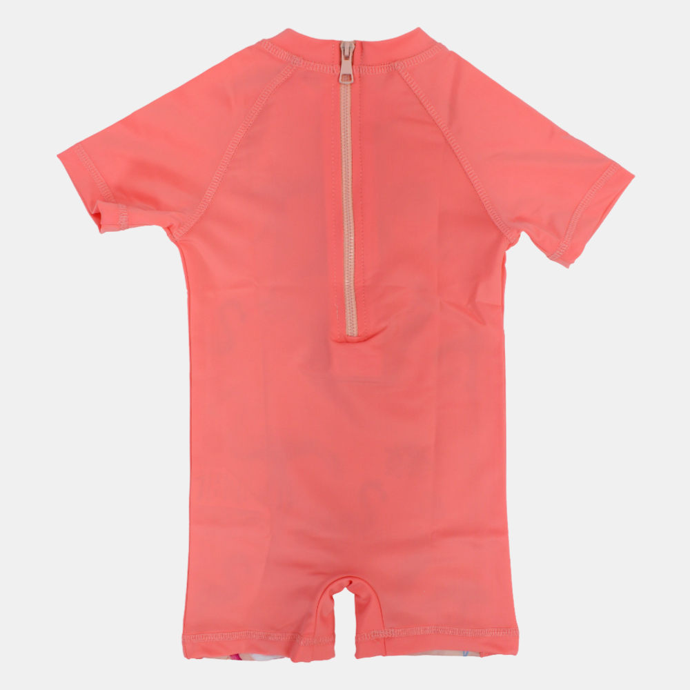 Girls Swimsuit Overall – Salmon Flamingo