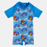 Baby Boys Swimsuit Overall – Turquoise Dolphin Print