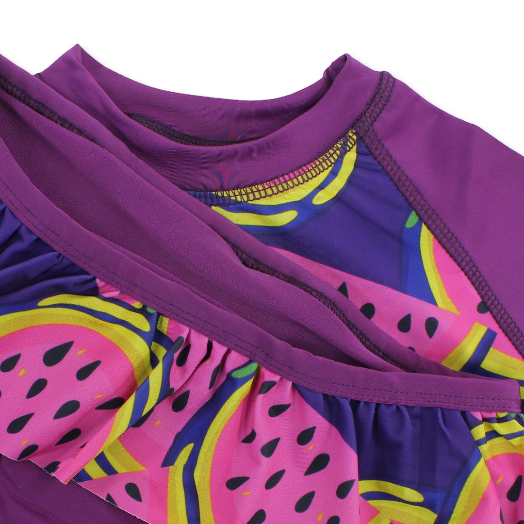 Girls Swimsuit 2-Piece – Purple with Watermelon Print