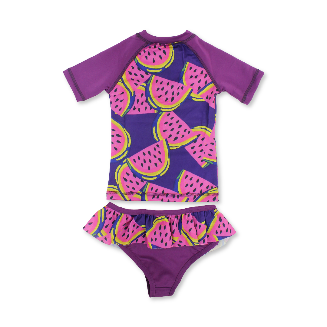 Girls Swimsuit 2-Piece – Purple with Watermelon Print - Clothing - I.Wear