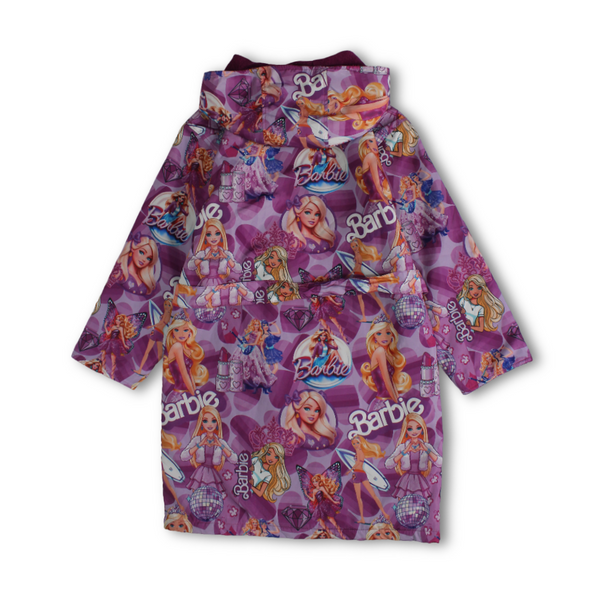 Girls Waterproof Swim Robe – Purple with Barbie Print