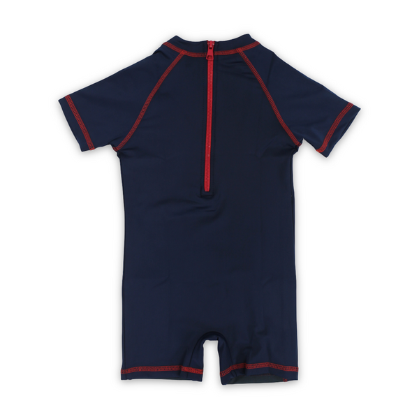Boys Sunsuit One-Piece – Navy with The Flash Print