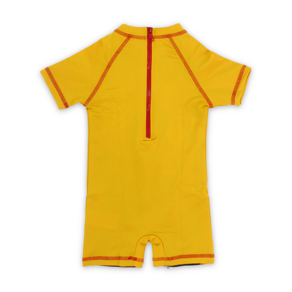 Boys Sunsuit One-Piece – Yellow with Spider-Man Print
