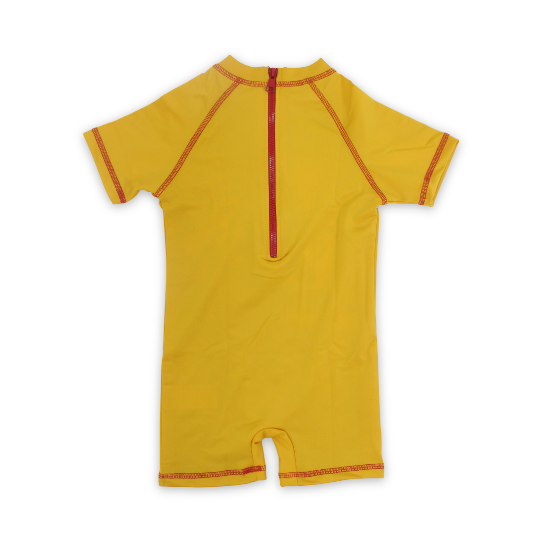 Boys Sunsuit One-Piece – Yellow with Spider-Man Print