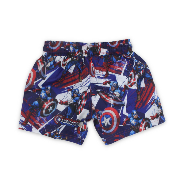 Boys Swim Trunks – Blue with Captain America Print