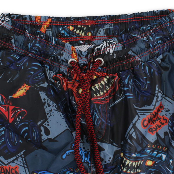 Boys Swim Trunks – Multicolor with Monster Truck Print