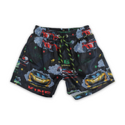 Boys Swim Trunks – Black with King of The Road Print
