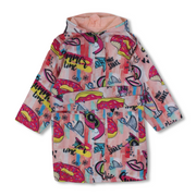 Girls Waterproof Swim Robe - Multicolor with Donuts Print