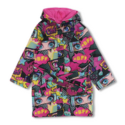 Girls Waterproof Swim Robe – Fuchsia with Anime Design
