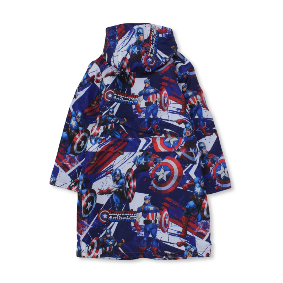 Boys Waterproof Swim Robe – Blue with Captin America Print