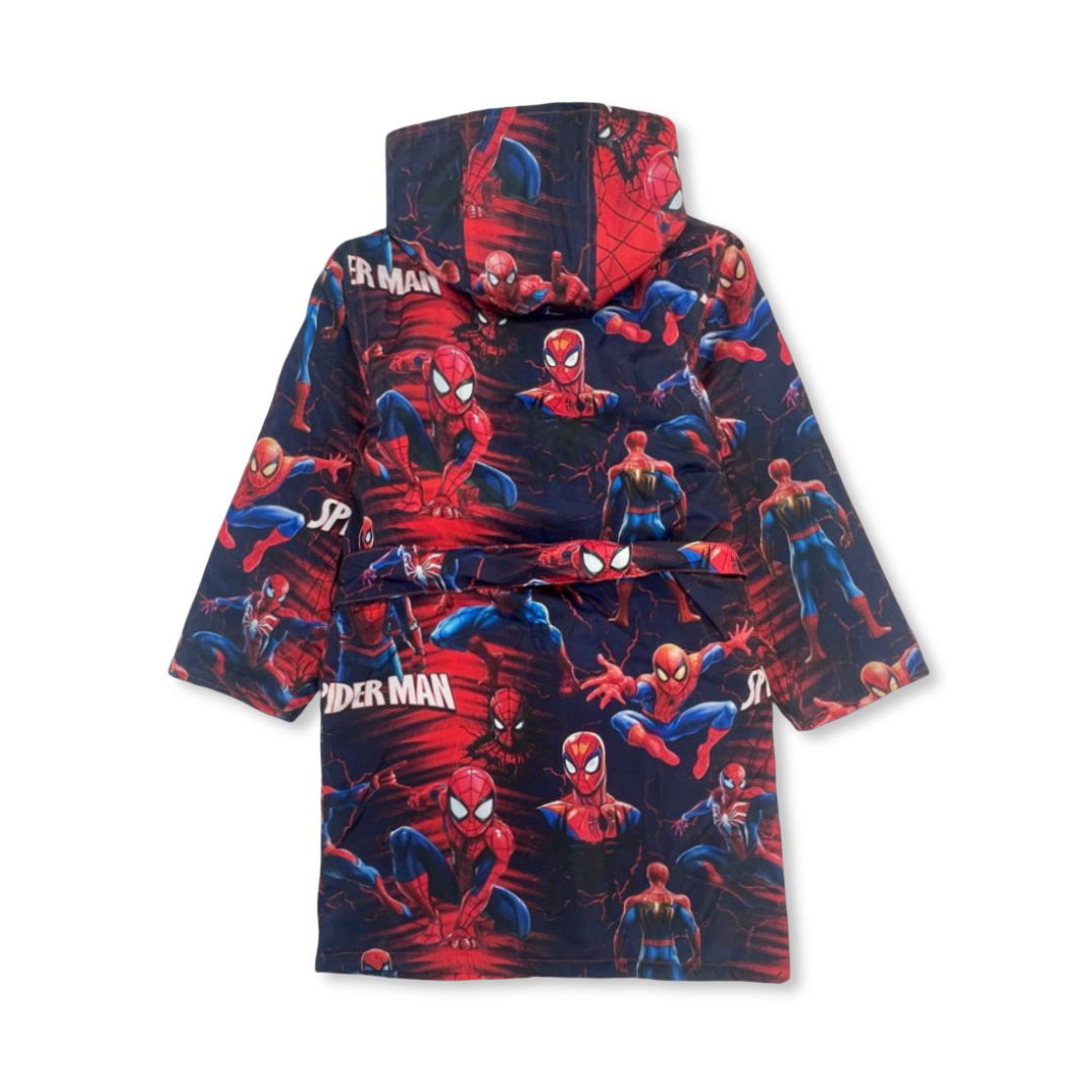 Boys Waterproof Swim Robe – Navy with Spider-Man Print