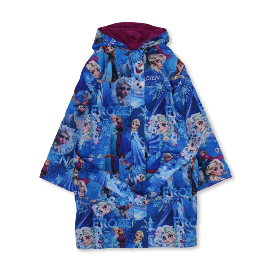 Girls Waterproof Swim Robe – Blue with Frozen Print