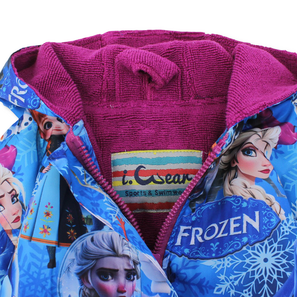 Girls Waterproof Swim Robe – Blue with Frozen Print