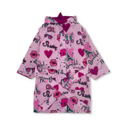 Girls Waterproof Swim Robe – Pink with Fashion Girl Print
