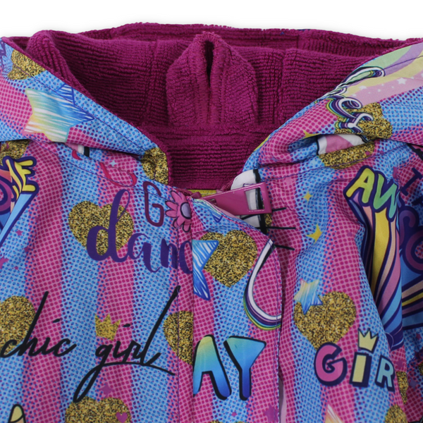 Baby Girls Waterproof Swim Robe – Multicolor with Cat Print