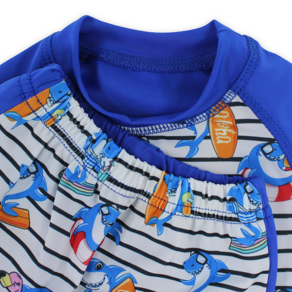 Baby Boys Rash Guard Set – Blue with Shark Print