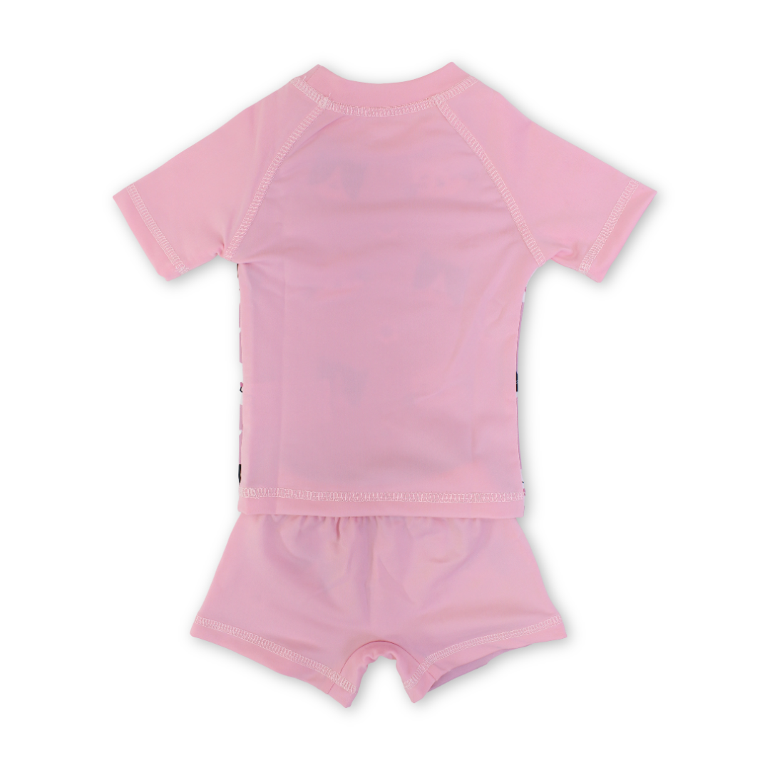 Baby Girls Rash Guard Set – Pink with Cat Print