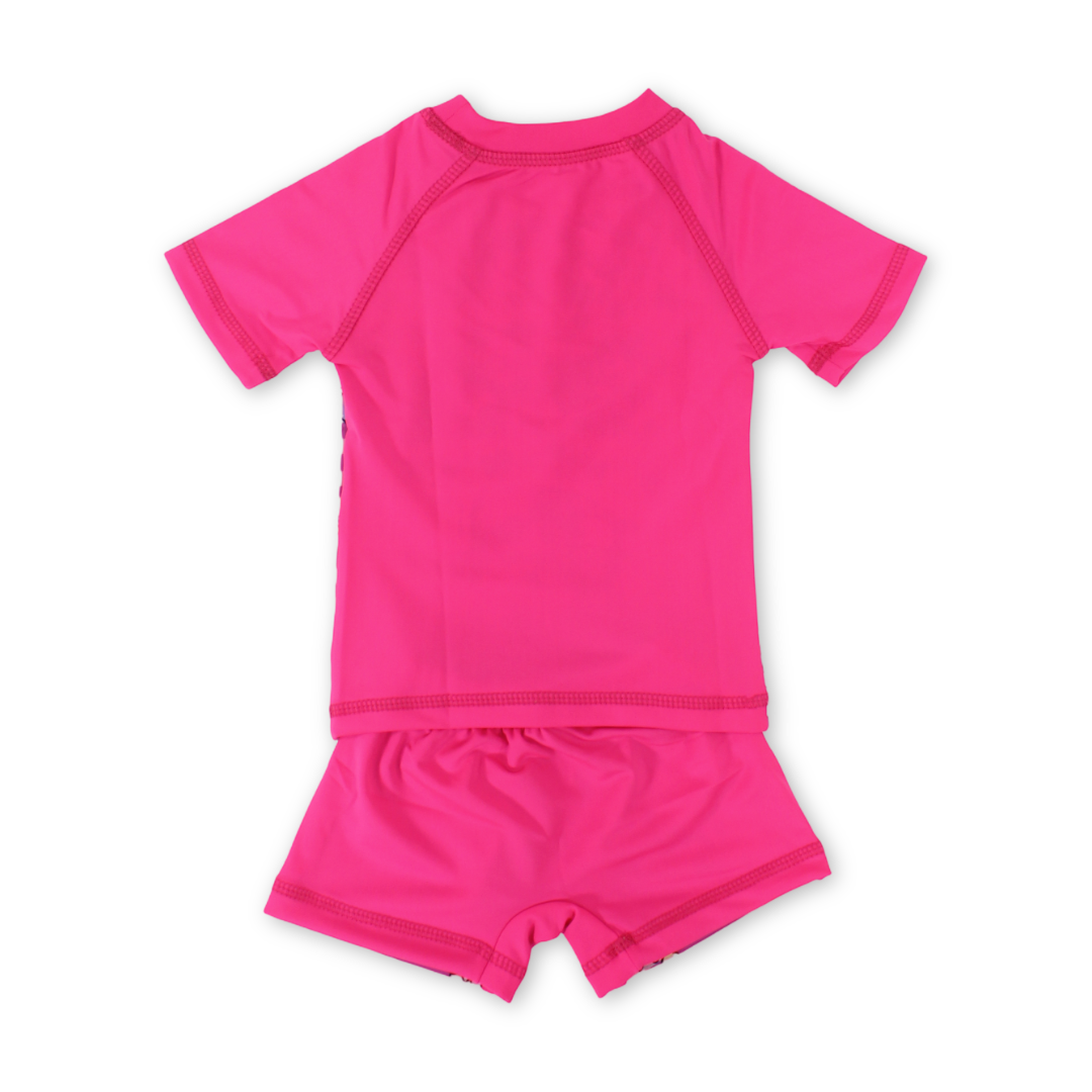 Baby Girls Rash Guard Set – Fuchsia with Unicorn Print