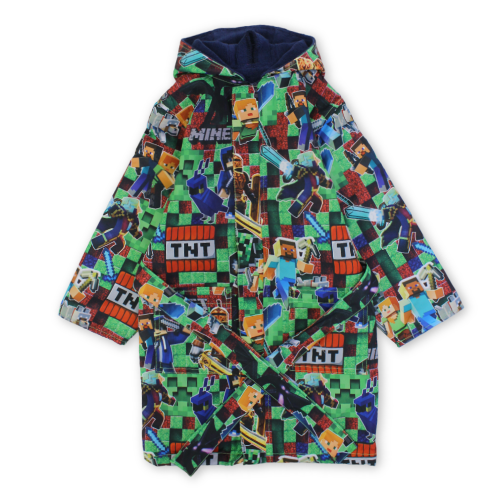 Baby Boys Waterproof Swim Robe – Multicolor with Minecrafft Print