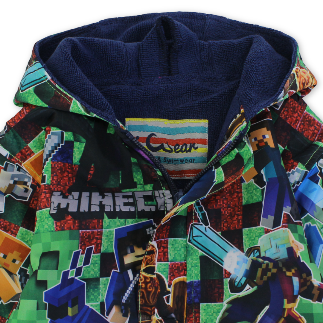 Baby Boys Waterproof Swim Robe – Multicolor with Minecrafft Print