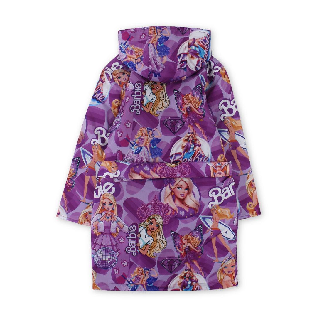 Baby Girls Waterproof Swim Robe – Purple with Barbie Print