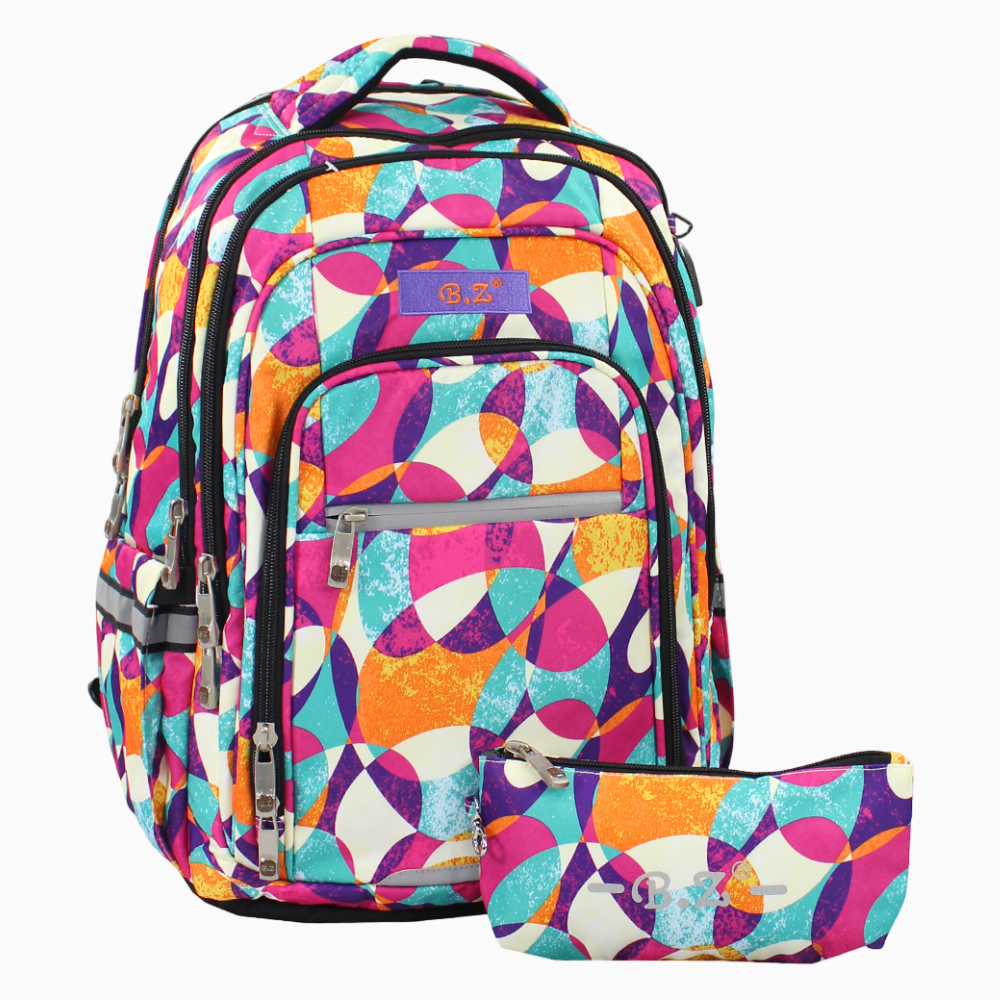 Multicolored School Set - 20 Inches (Backpack + Pencil Case)