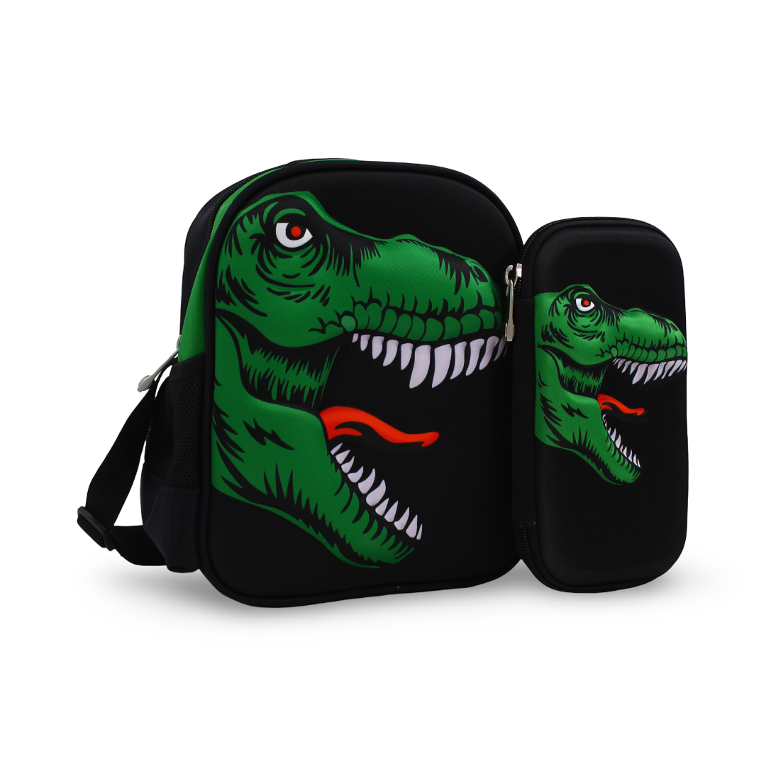 حقيبة غذاء وقلم رصاص BZ T-Rex - أخضر وأسود
