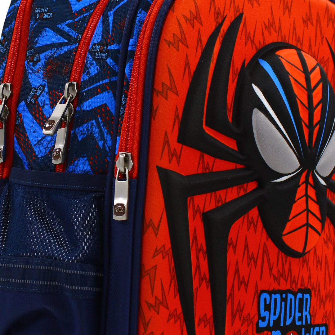 BZ Spider-Man Backpack with Trolley Sleeve 17 Inches – Orange & Navy