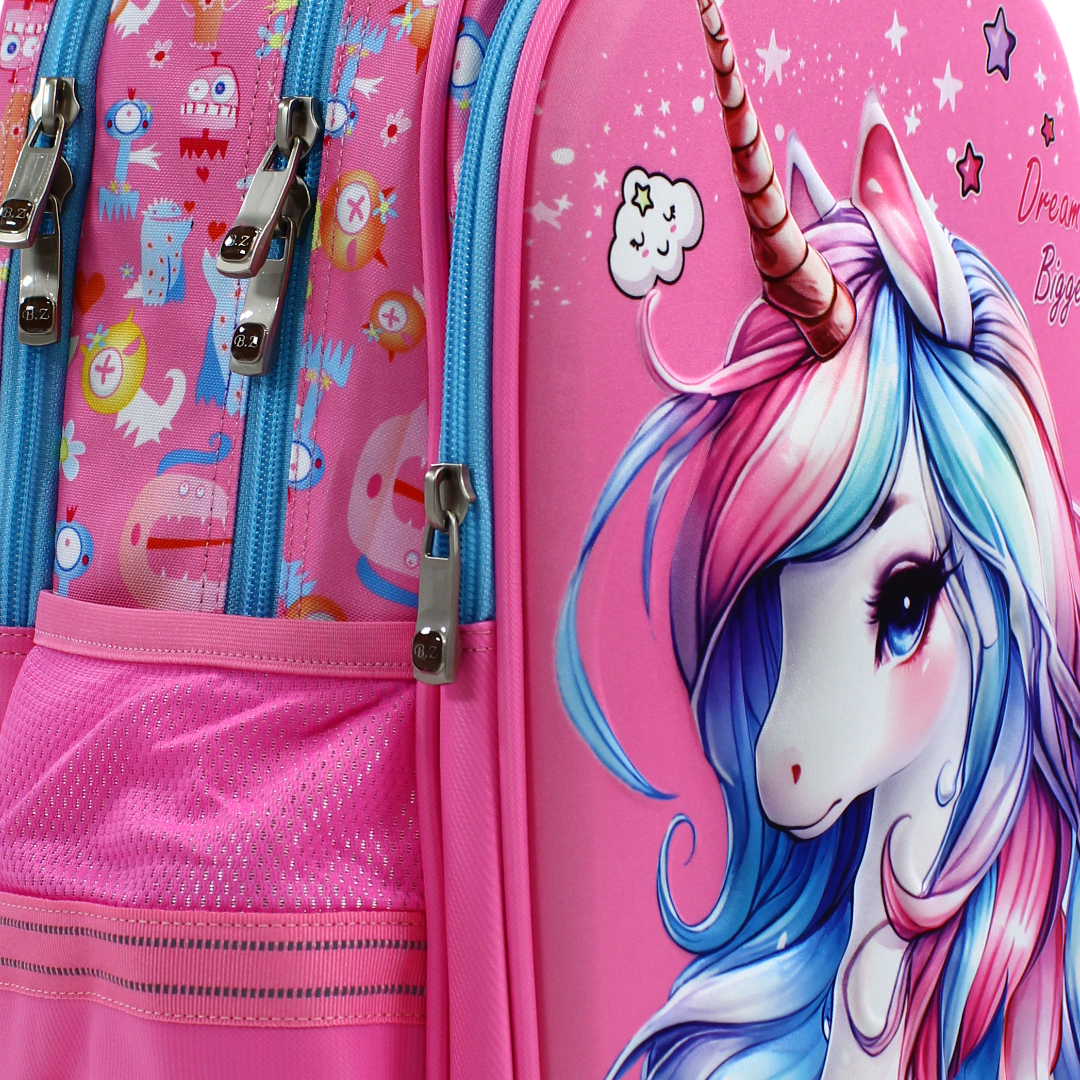 BZ Unicorn Backpack with Trolley Sleeve 17 Inches – Pink