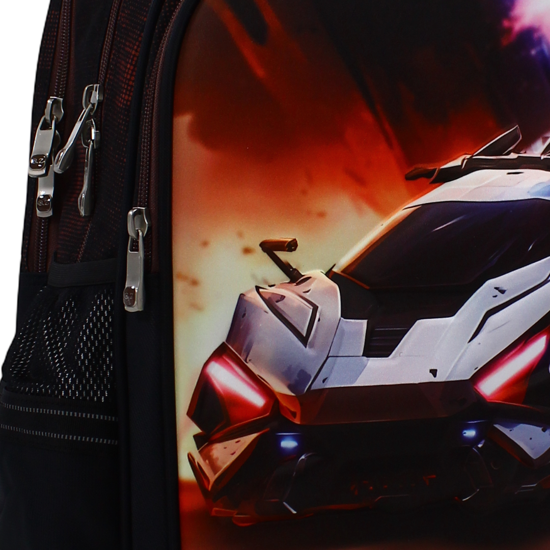 BZ Racing Car Backpack with Trolley Sleeve 17 Inches – Black