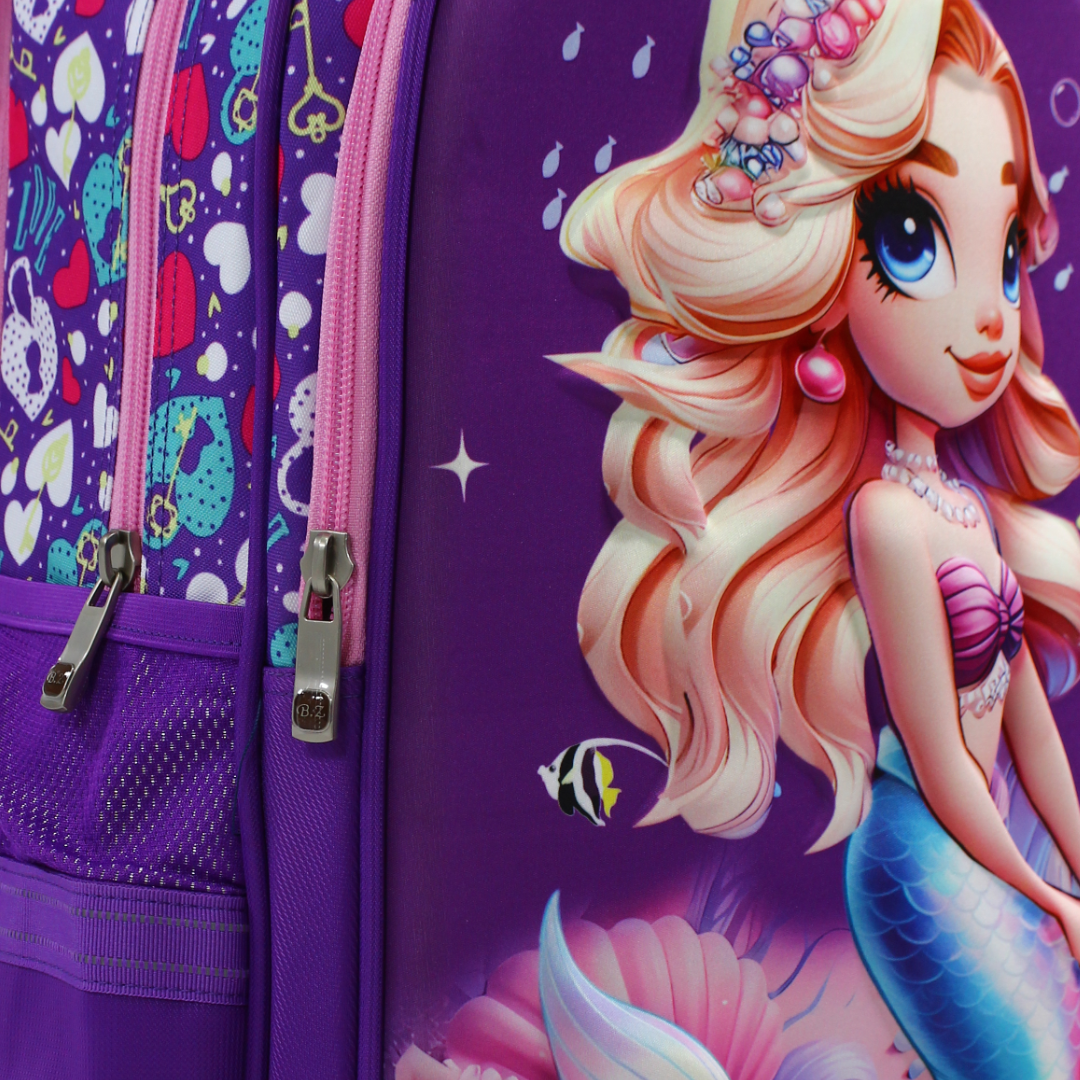 BZ Mermaid Backpack with Trolley Sleeve 17 Inches – Purple