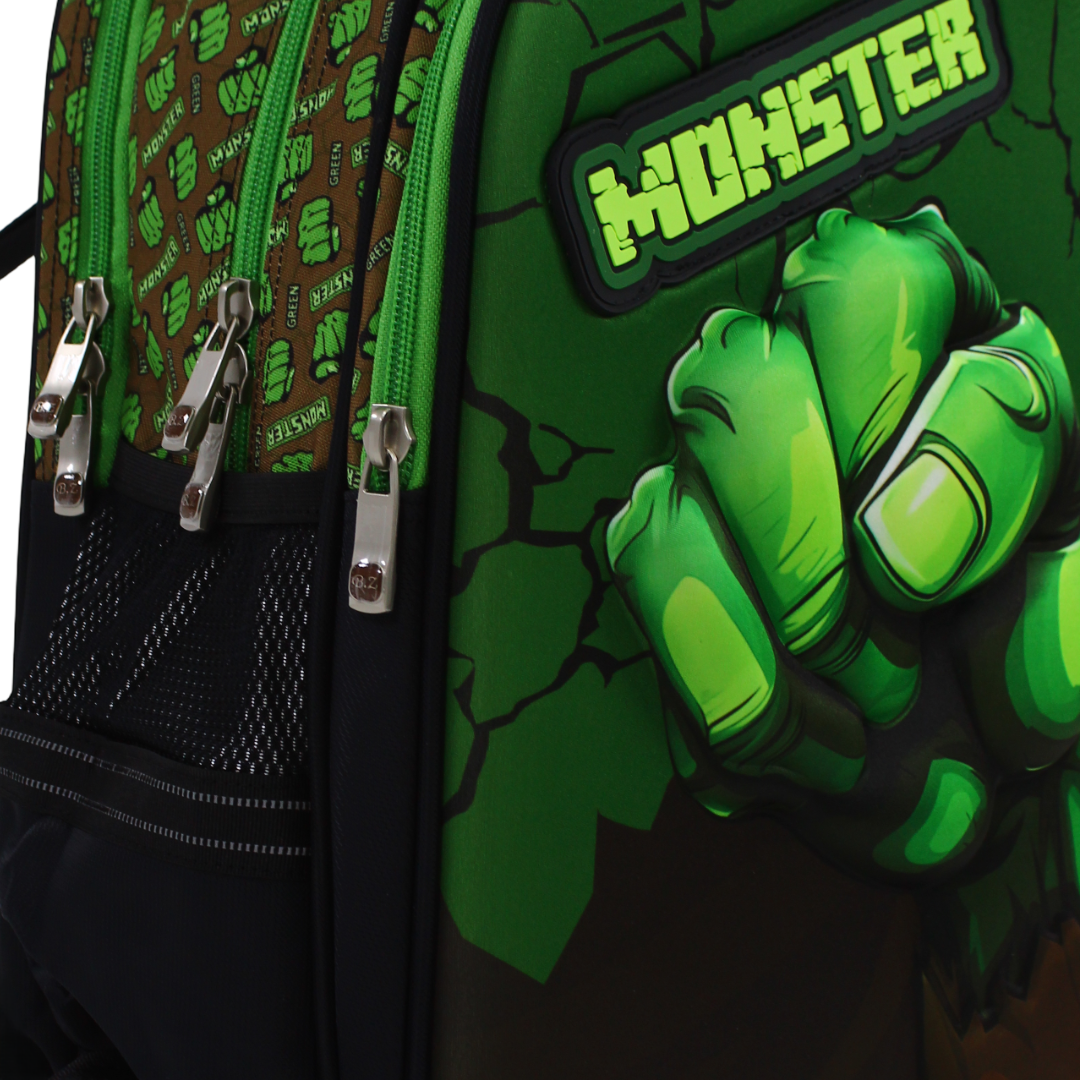 BZ Hulk's Hand Backpack 18.5 Inches with Trolley Sleeve – Green & Black