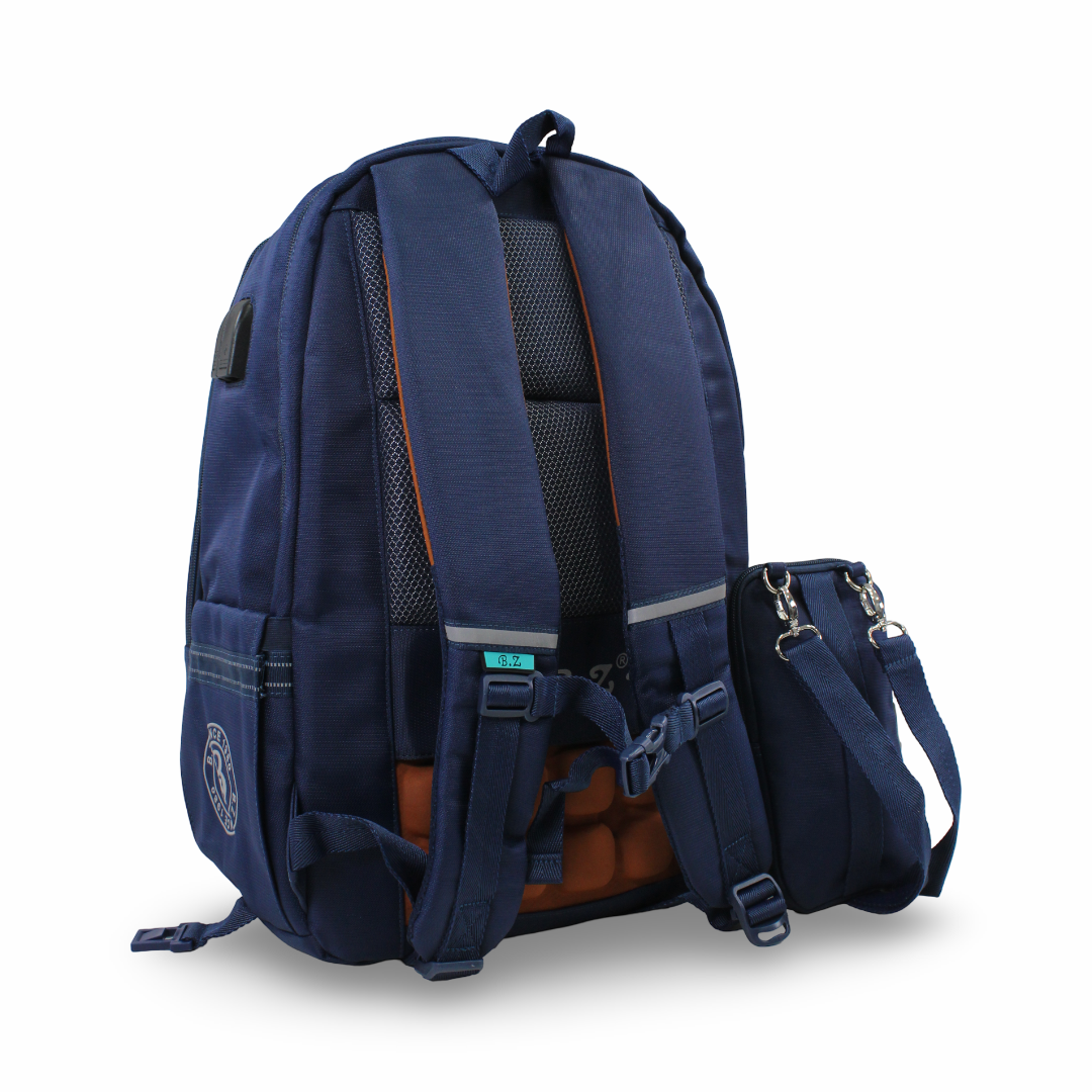 BZ Backpack 20 Inches with Trolley Sleeve + Pencil Case – Navy