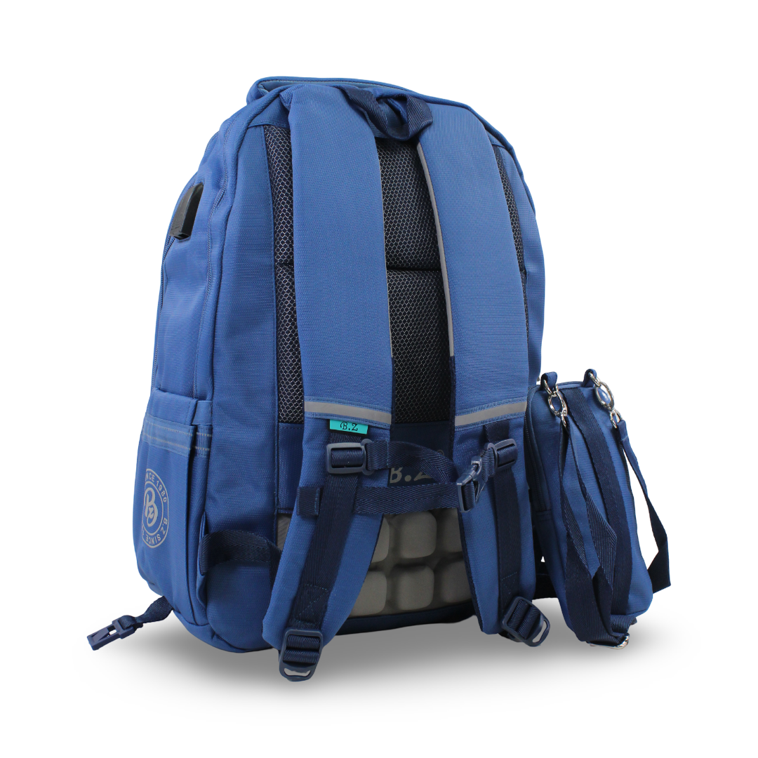 BZ Backpack 20 Inches with Trolley Sleeve + Pencil Case – Blue