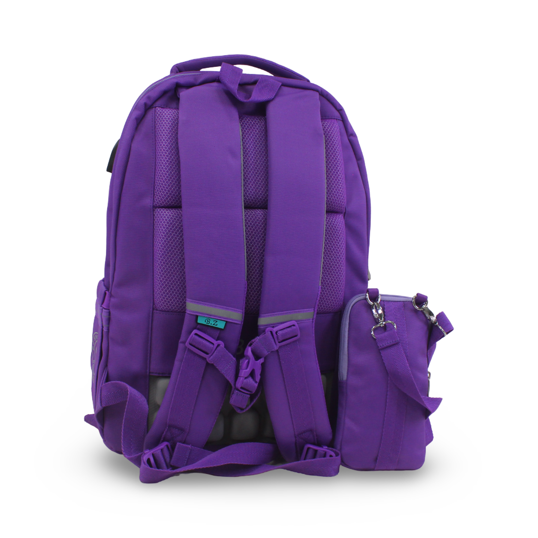 BZ Backpack with Trolley Sleeve 20 Inches + Pencil Case – Dark Purple