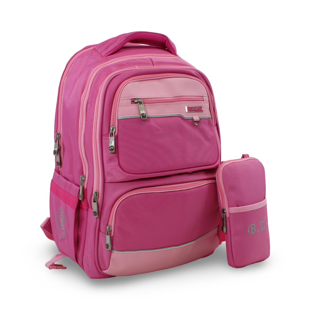 BZ Backpack 20 Inches with Trolley Sleeve + Pencil Case – Pink