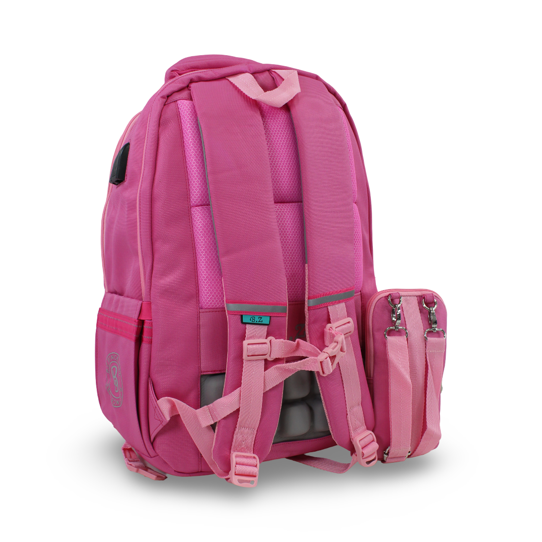 BZ Backpack 20 Inches with Trolley Sleeve + Pencil Case – Pink