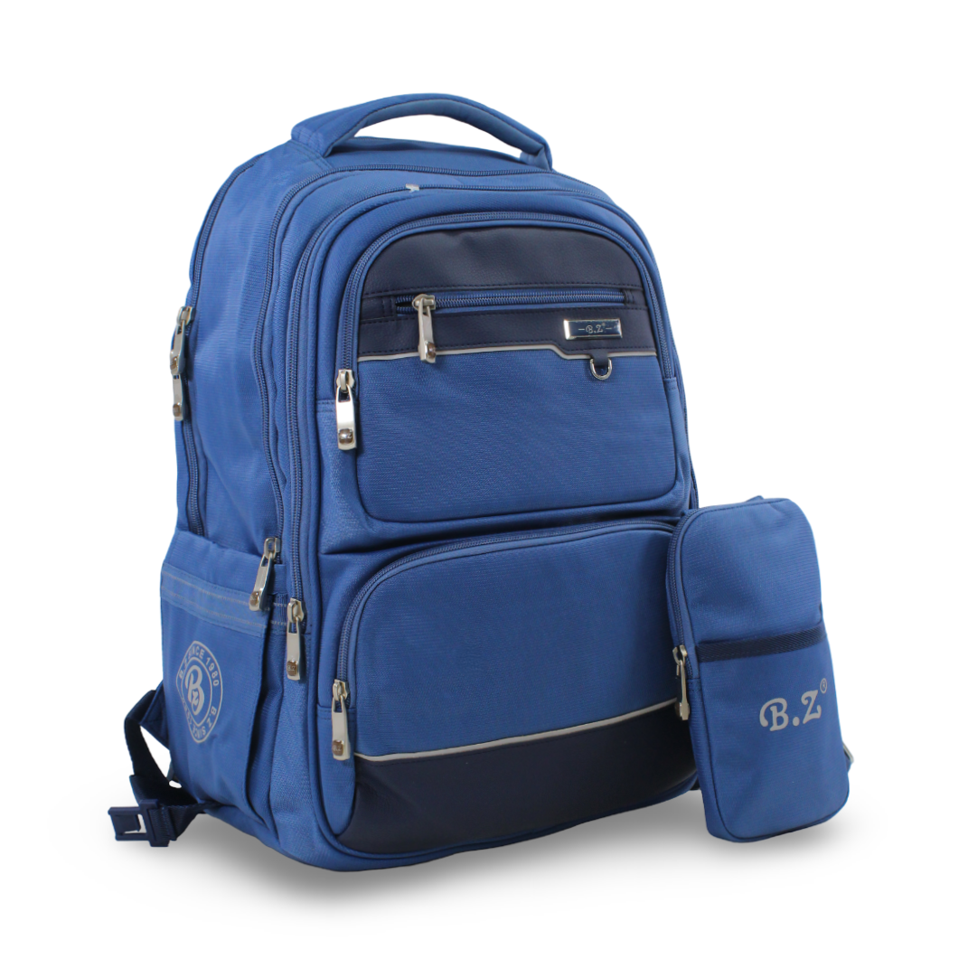 BZ Backpack 20 Inches with Trolley Sleeve + Pencil Case – Blue