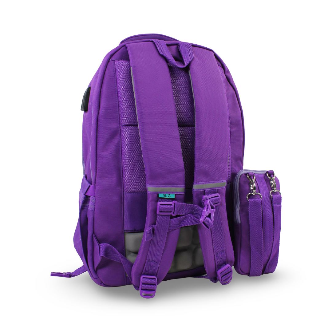 BZ Backpack 20 Inches with Trolley Sleeve + Pencil Case – Dark Purple
