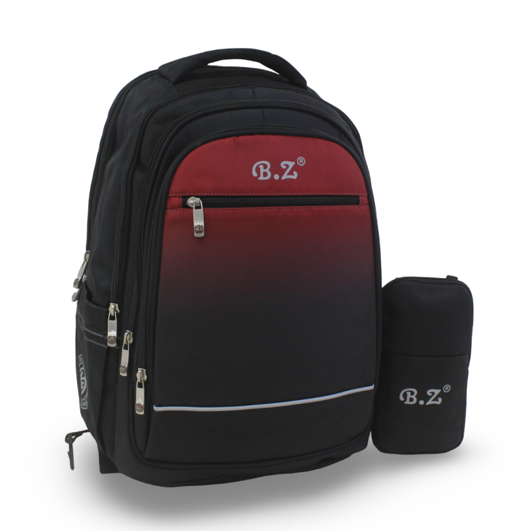 BZ Backpack with Trolley Sleeve 20 Inches + Pencil Case – Burgundy & Black