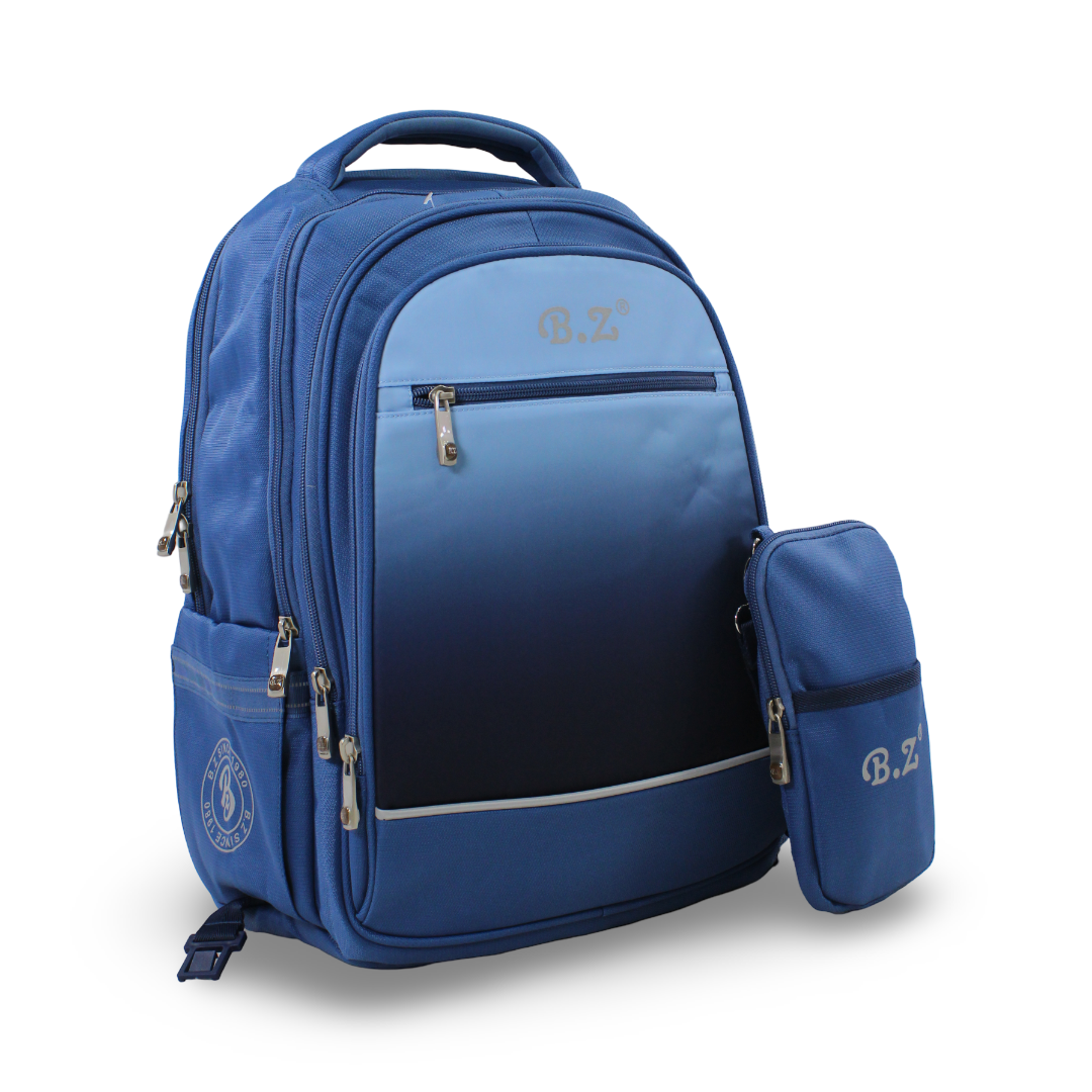 BZ Backpack 20 Inches with Trolley Sleeve + Pencil Case – Blue