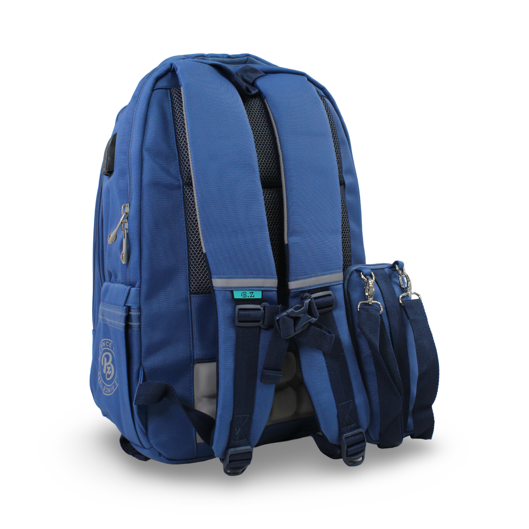 BZ Backpack 20 Inches with Trolley Sleeve + Pencil Case – Blue
