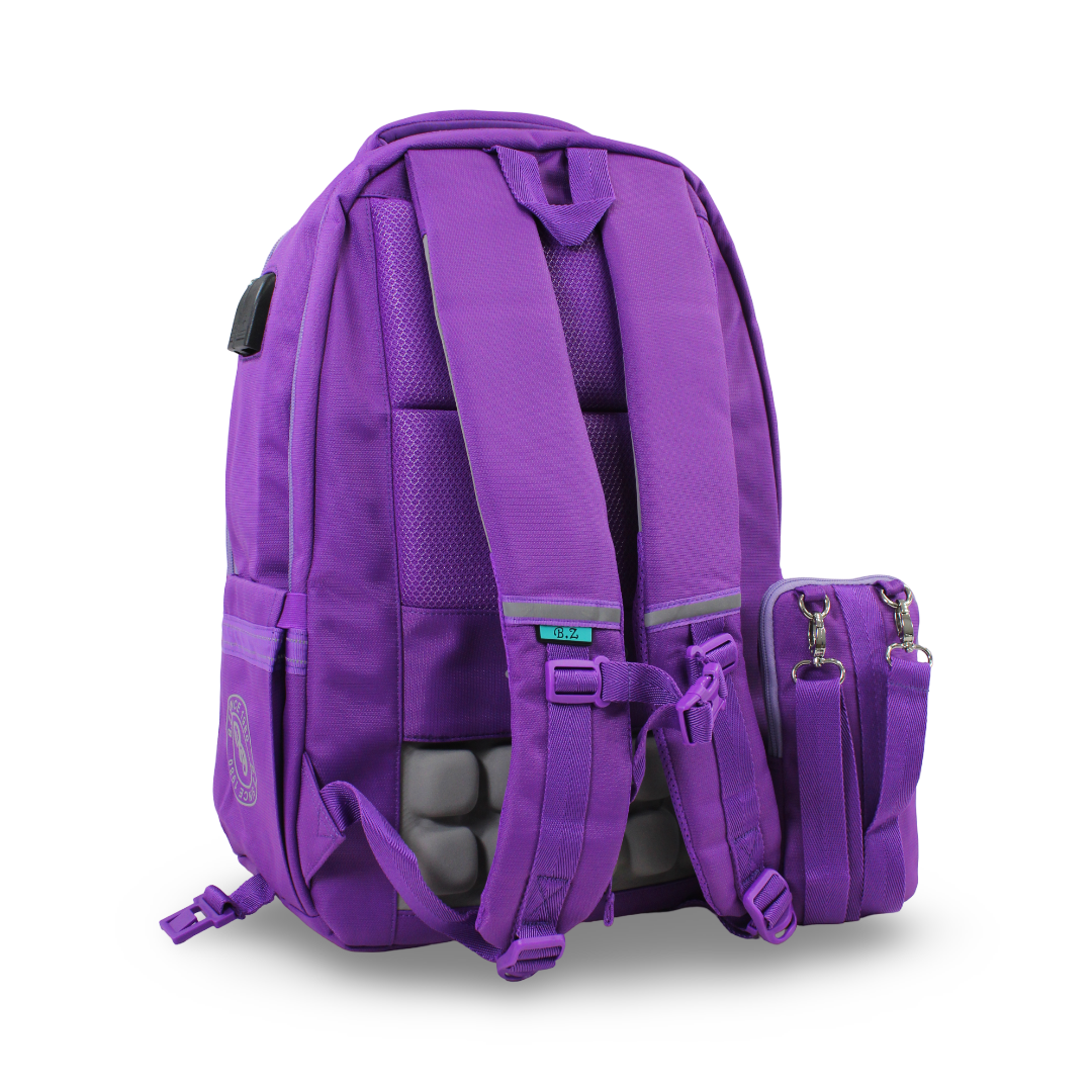 BZ Backpack 20 Inches with Trolley Sleeve + Pencil Case – Dark Purple