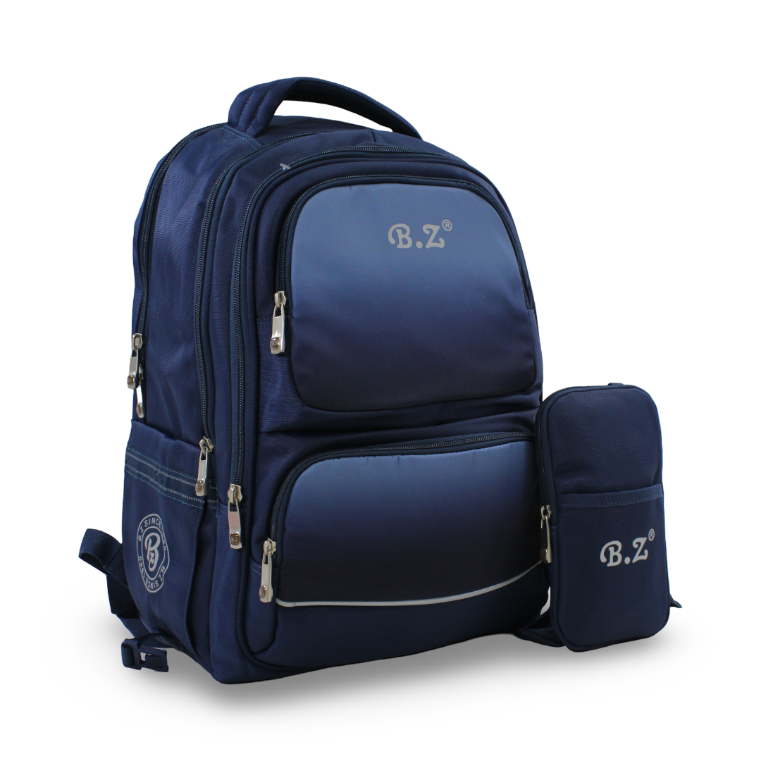 BZ Backpack 20 Inches with Trolley Sleeve + Pencil Case – Navy